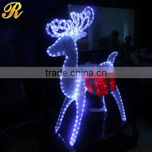 Modern white led lighted outdoor christmas animal sculpture