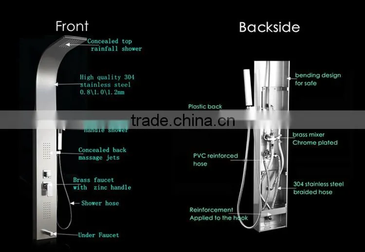 Alibaba sanitary ware stainless steel shower panel watermark