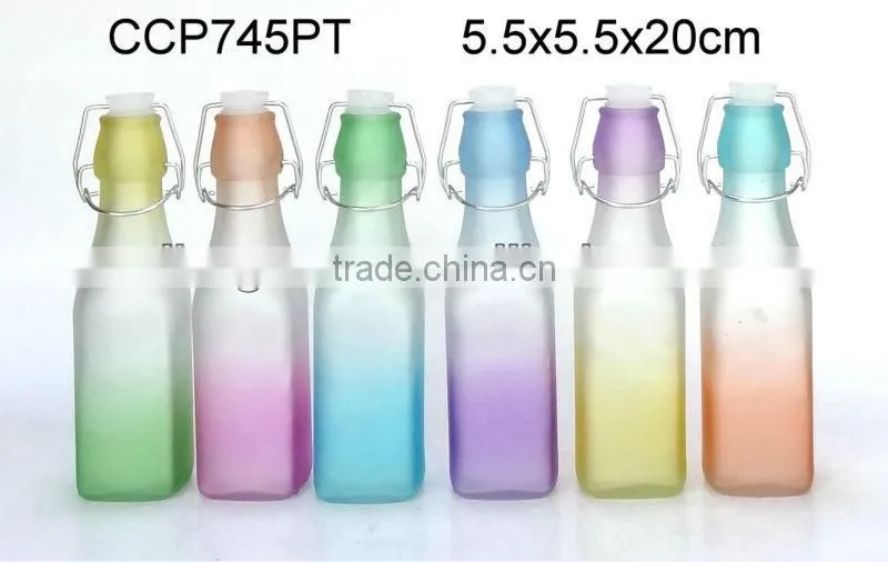 CCP745PT2 square glass bottle sprayed with color