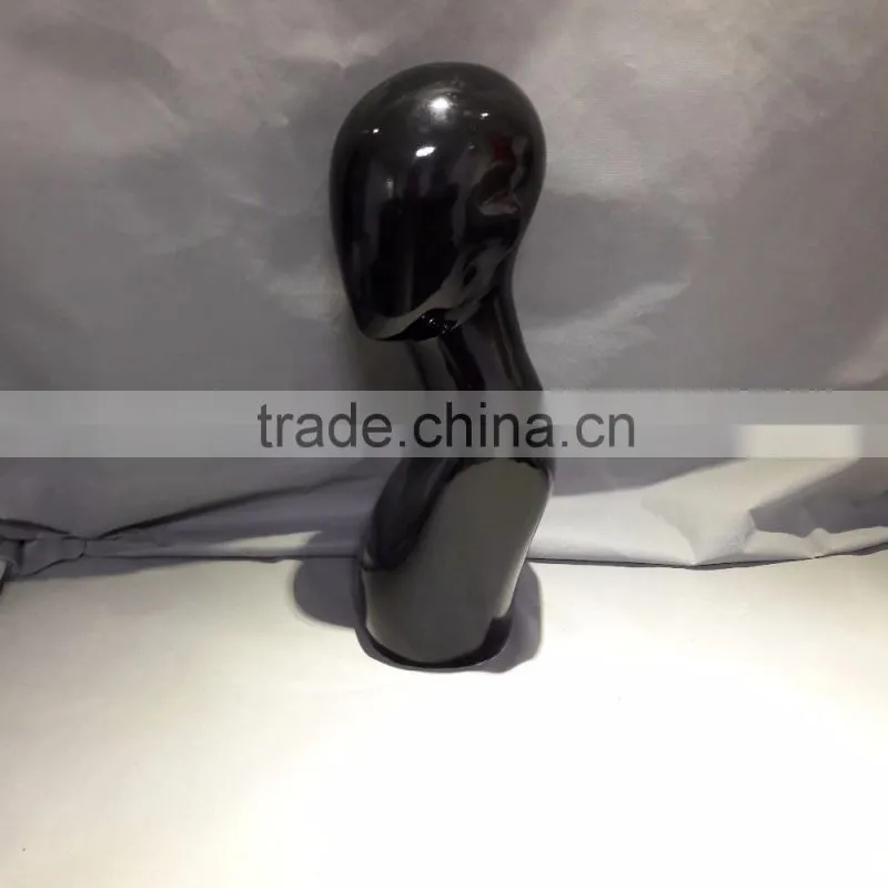 Fiberglass display head black head with shoulder hang scarves and shawls to display