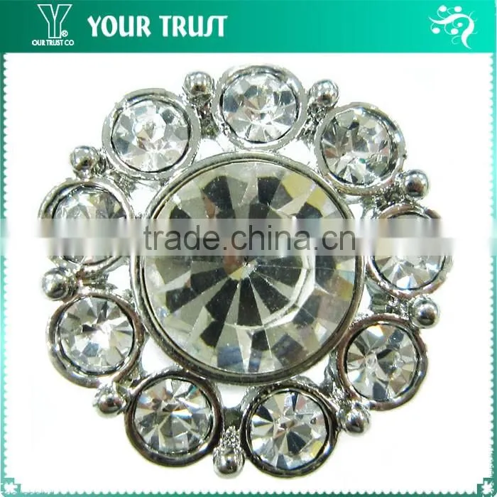 Vintage Crystal Rhinestone Silver Metal Nickel Free Shank Rhinestone Button