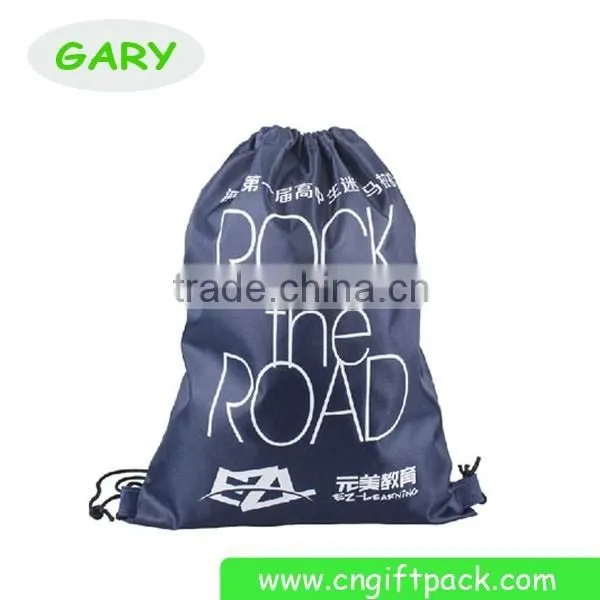 Custom 80g Black Non woven Drawstring Backpack