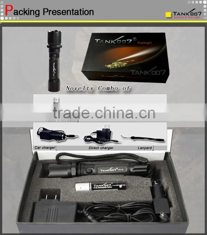 Aluminum Lamp Material rechargeable torch light with 180 lumens
