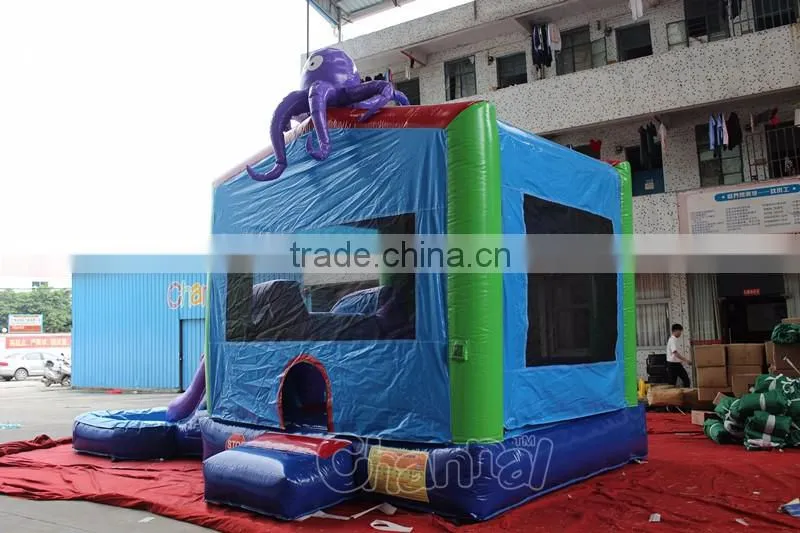 octopus inflatable bouncy castle with water slide