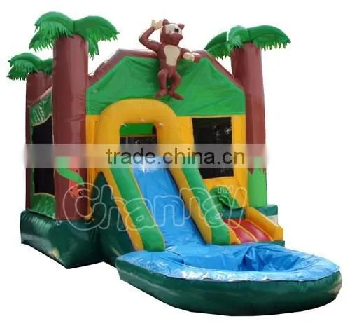 jungle inflatable bouncy castle, custom jumping castle with water slide