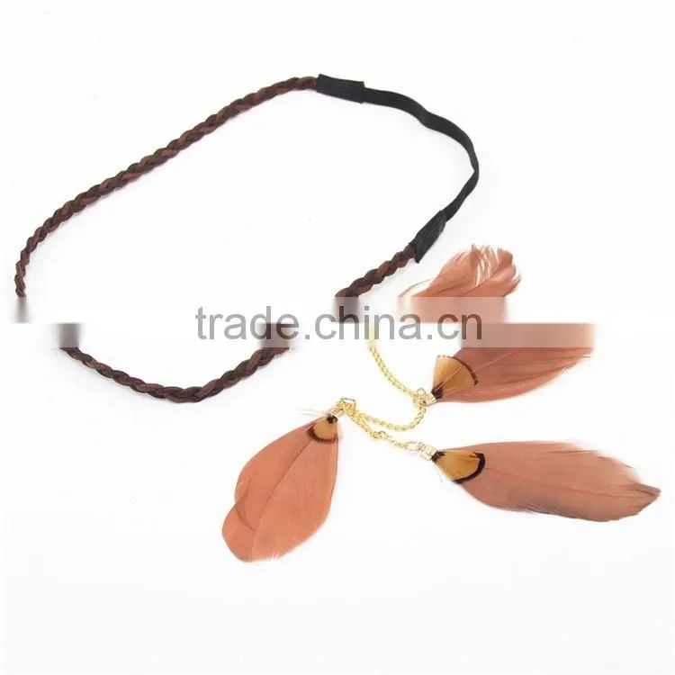 indian feather elastic hand fashion head band