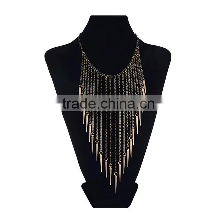 gold silver bullet tassel women accessories necklace