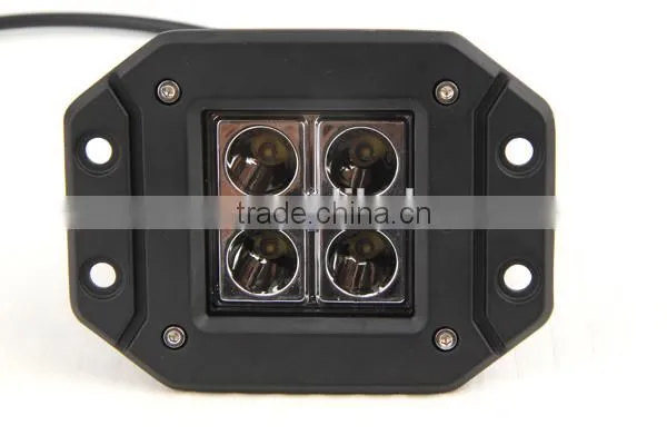 12W 12V Led Work Light with Flush Mount for SUV, Jeep, Offroad High Quality Truck Lights