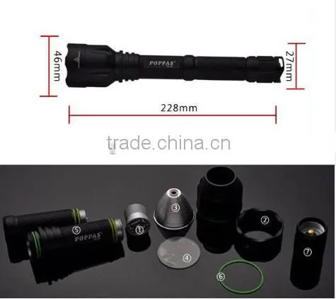 F2 IPX7 Waterproofing XM-L T6 LED 18650 Battery aluminum defend led rechargeable super bright led light
