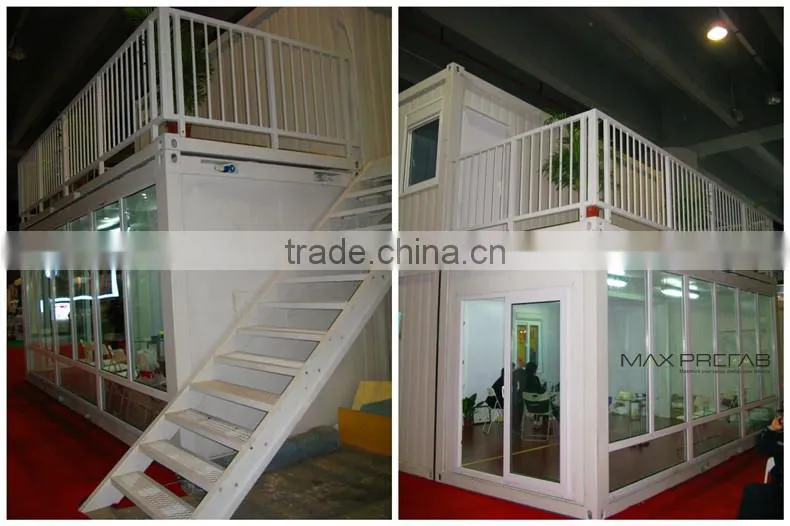 2 storey Luxury prefab movable Glass Container House for sale