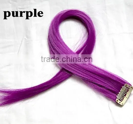 cheap clip in hair extensions synthetic fiber hair extension solid single colored clip in hair extension