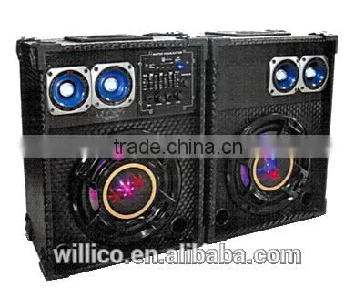 8 inch 2.0 active wood stereo usb fm remote control sd led light speaker