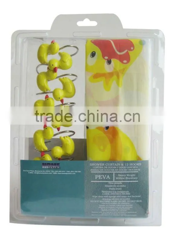 1PC PEVA SHOWER CURTAIN/BATHROOM CURTAIN WITH 12PCS RESIN HOOKS