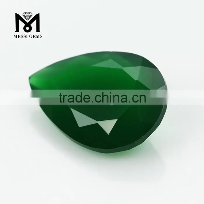 Loose Pear Machine Cut Natural Deep Green Agate Gemstone Price
