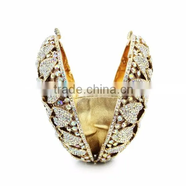 new design sunflower pattern hard box crystal stone evening bag evening clutches (88165A-AB)