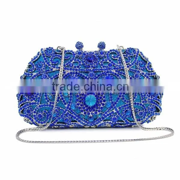 royal blue crystal box evening clutch bags rhinestone crystal clutch bag ladies wedding bags (8651A-B2)