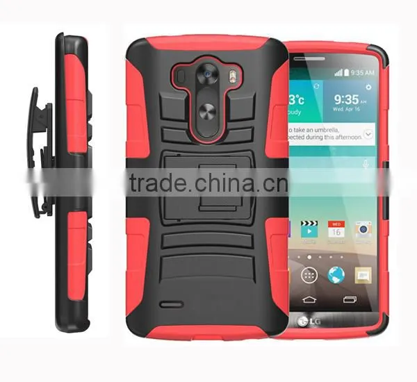 heavy Duty Rugged Dual Layer Case with kickstand for lg g3 -black