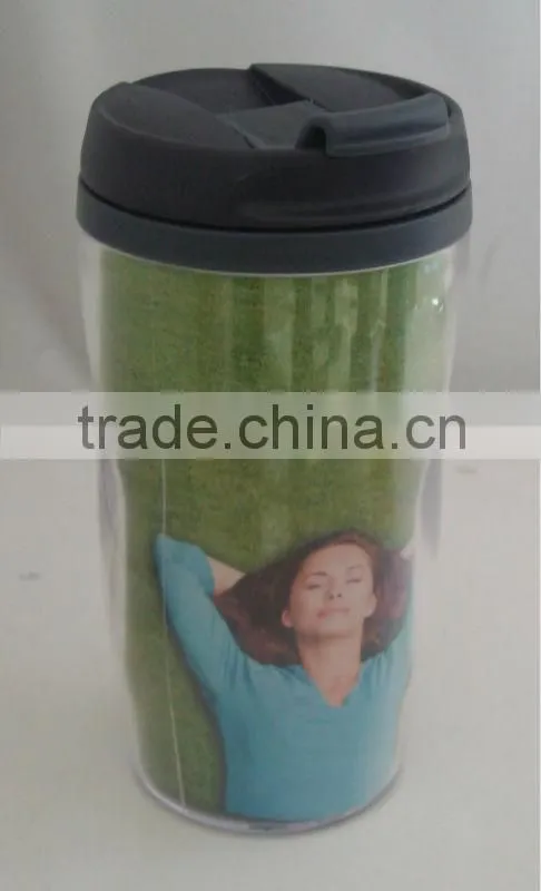cute double wall plastic travel advertising mug