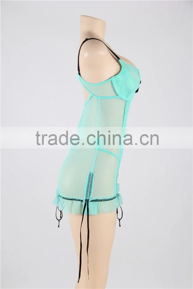 Green gater lingerie women sweet chemise