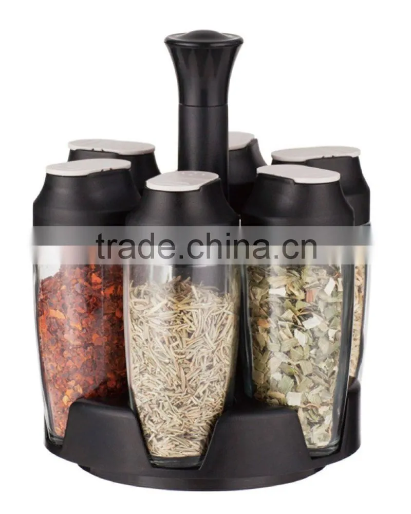 SINOGLASS trade assurane 90ml glass bottle with plastic sprinkle seal 6 glass jars spice rack set