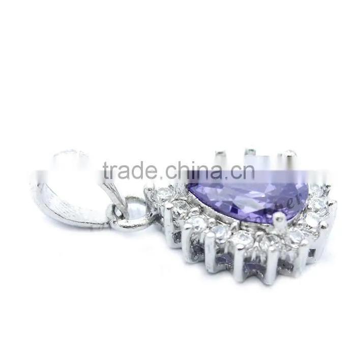 Sterling Silver Jewellery pear shaped diamond pendant