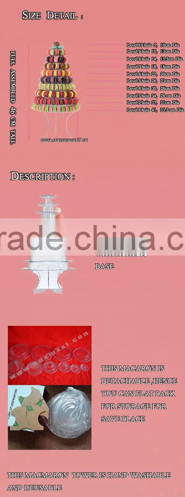 PET plastic macaron tower high quality macaron stand