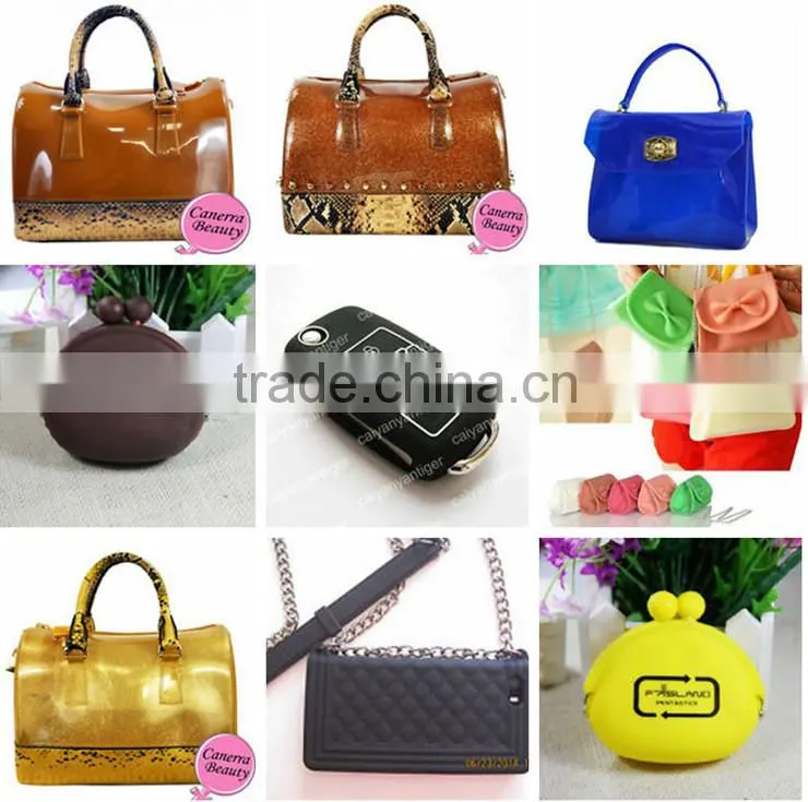 Fashion lady stylish GLITTER silicone jelly candy color bag