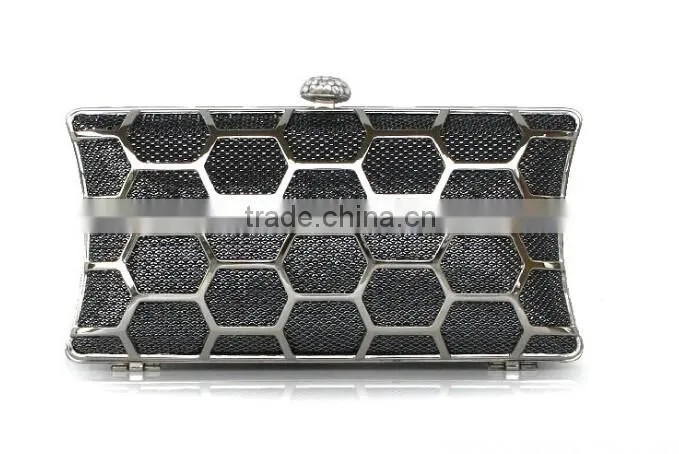 2014 leather with metal hollow evening bags fashion clutch Evening Bag