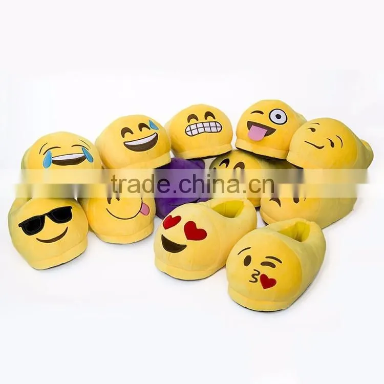 High quality purple devil plush animal cute emoji slippers for wholesale