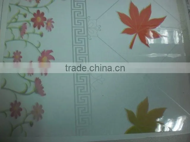 Newest transparent crystal flowers pattern tablecloth with straight/wave edge