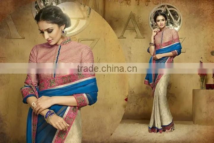 Viscose Red Resham Work Lehenga Saree