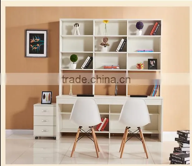 Double Studying Desk With Super Bookcase And Useful Drawer Cabinet