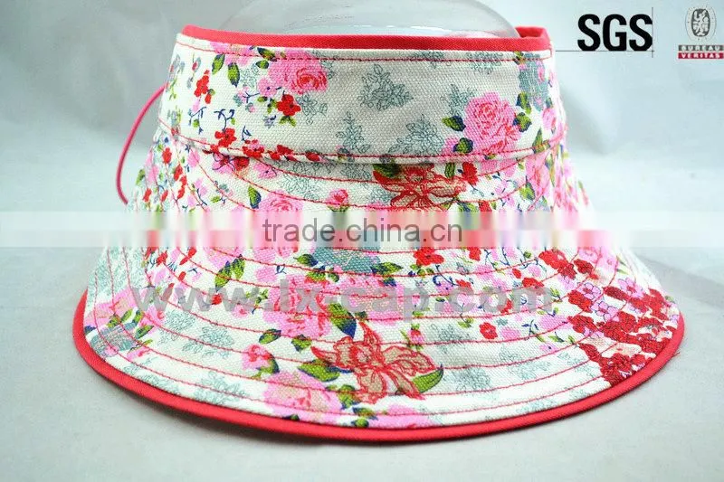 Contrast color cotton embroidered clip-on sun visor cap