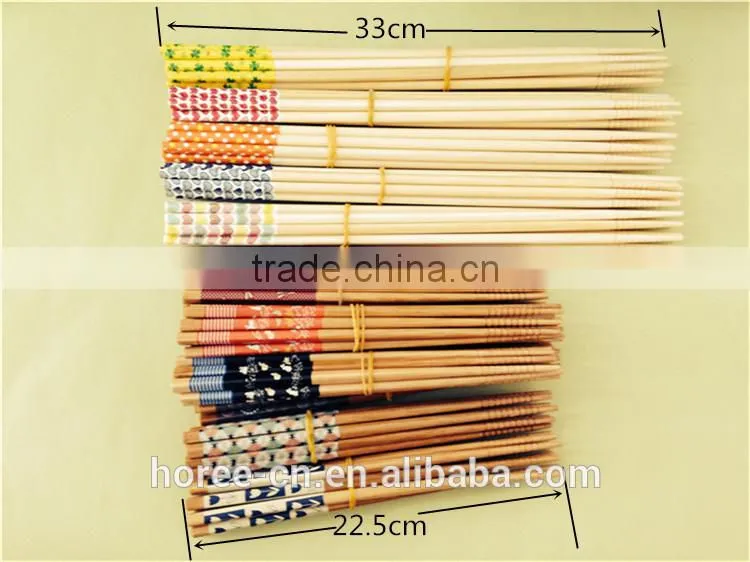 Chinese round bamboo reusable chopsticks with pattern