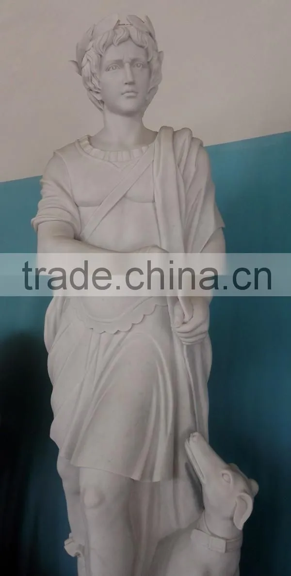 Life Size White Marble Hunter Statue