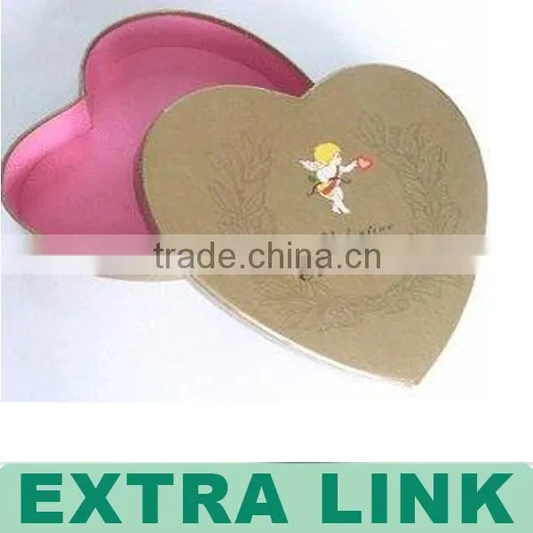 China supplier custom flat pack cardboard heart shape box with ribbon tie