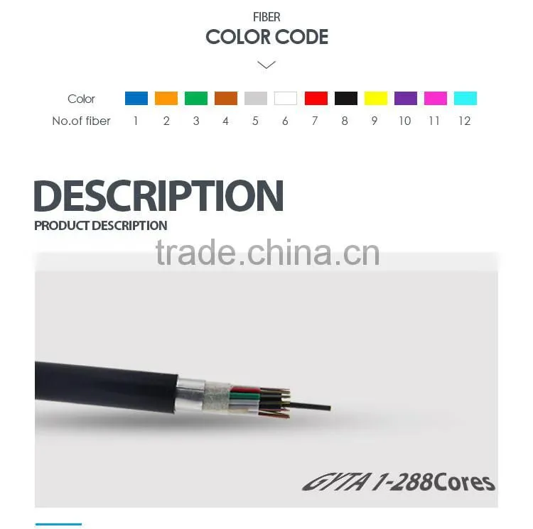 single mode or multimode G657A outdoor optic fiber cable GYTA