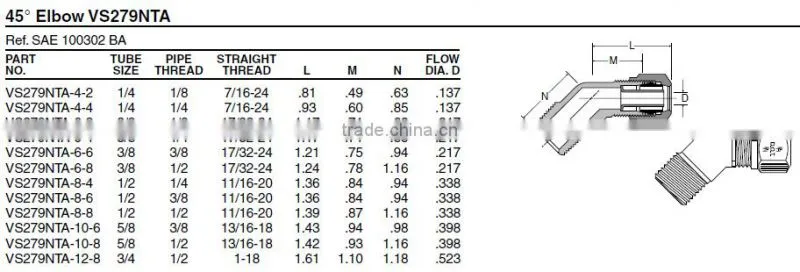 979 45 Male Elbow,Air Brake Fittings for Nylon Tube,Brass valve