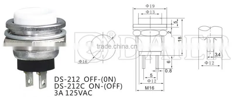 DS-212C 16mm bell push switch