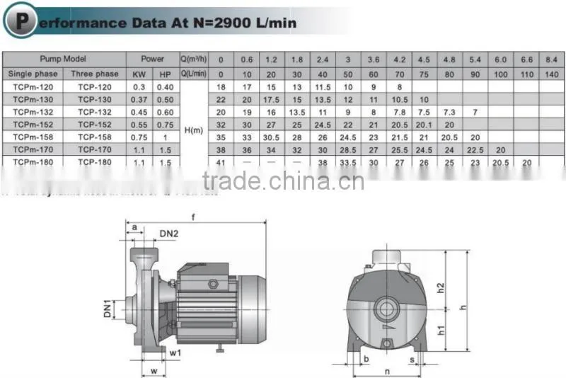 Cast iron centrifugal single phase pump TCPm 152