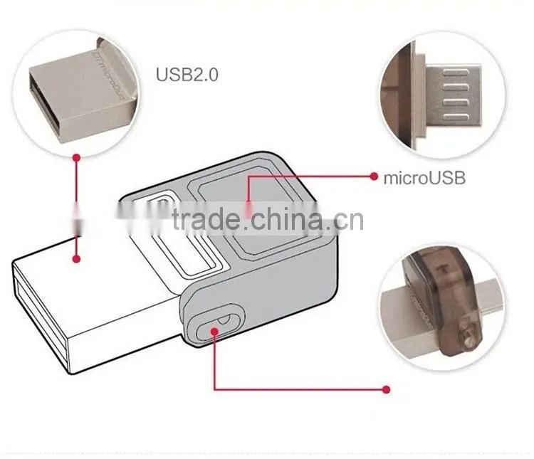 Mini USB OTG Smart phone 8GB 16GB 32GB 64GB Aluminum USB Flash drive