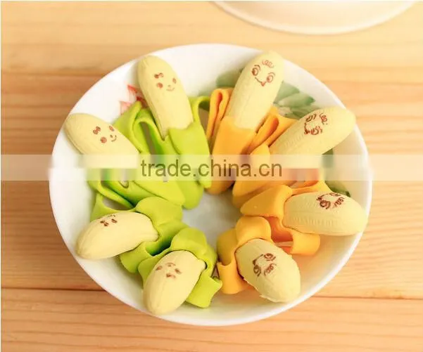 Nice and fashion skinning banana eraser with expression (2pcs)