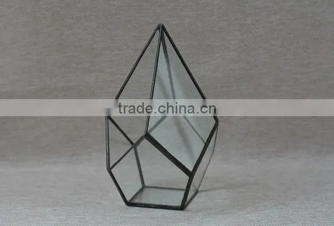 Pyramid shaped glass terrarium for indoor plant holder
