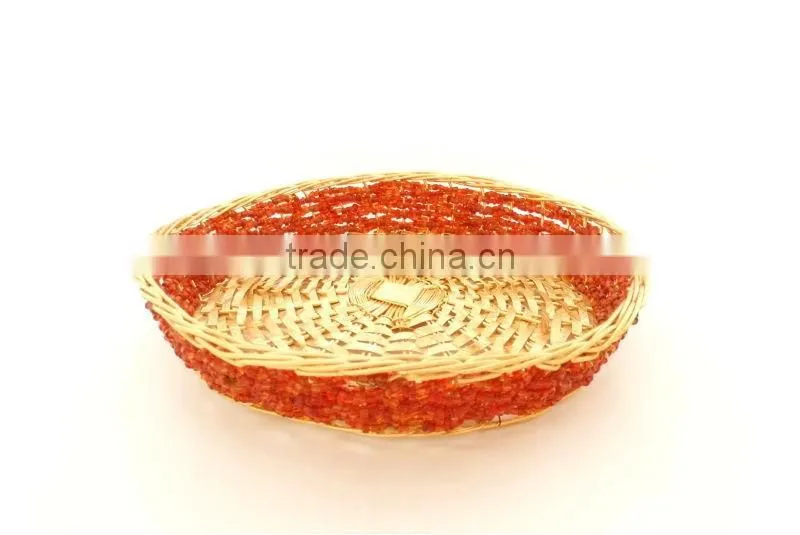Kitchen Table Hand Woven Metal Bread Fruit Basket