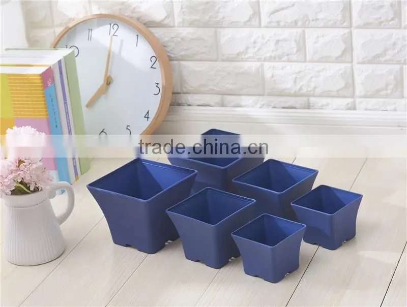 Plastic European Sqaure Pot Blue