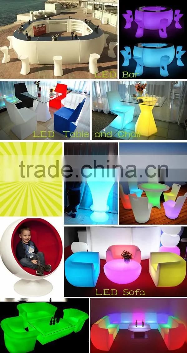 16 color led bar table with ice bucket and glass top