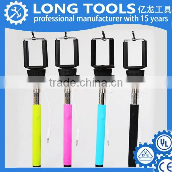 Wholesale stainless steel cable take pole wired selfie stick rod for smartphone