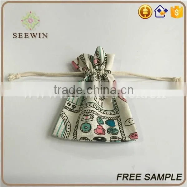 drawstring printed printed artificial jute bag