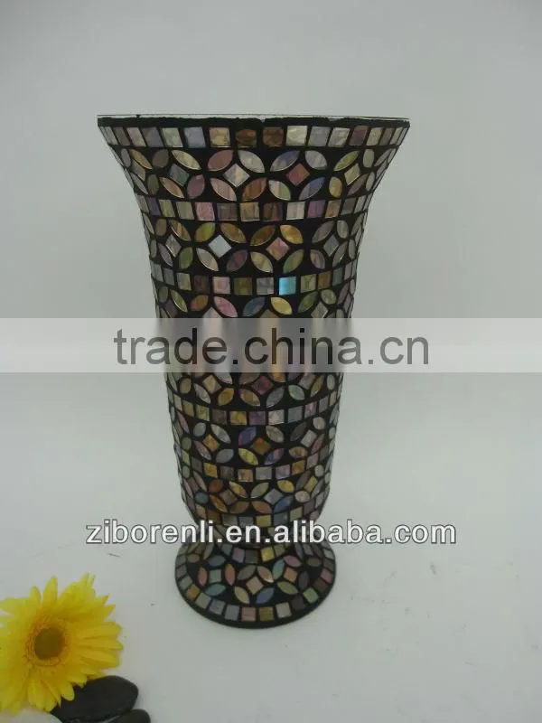 Flower Decoration Brown Hurricane Candle Holder Handblown Glass Vase Poland