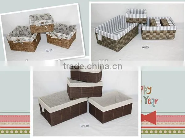 Gray Paper String Hand-made Storage Basket for Storage Sundries